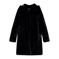YINER womens winter velvet warm mink fur genuine fur mid-length coat