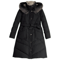 YINER specializes in womens winter fox fur collar warm belt down jacket