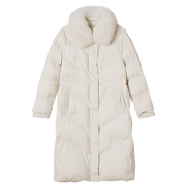 Goodland Womens Winter Detachable Fox Fur Collar Long Down Jacket