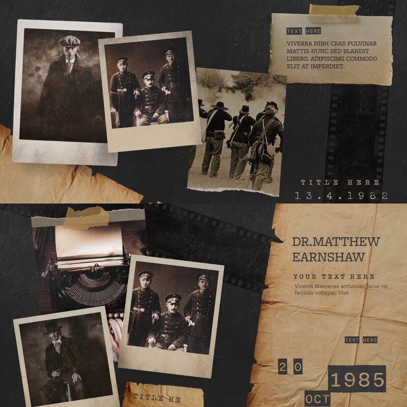 Old Paper Photo Documentary Style Historical Educational Video Quotes Slideshow Retro Album Ae Template Material