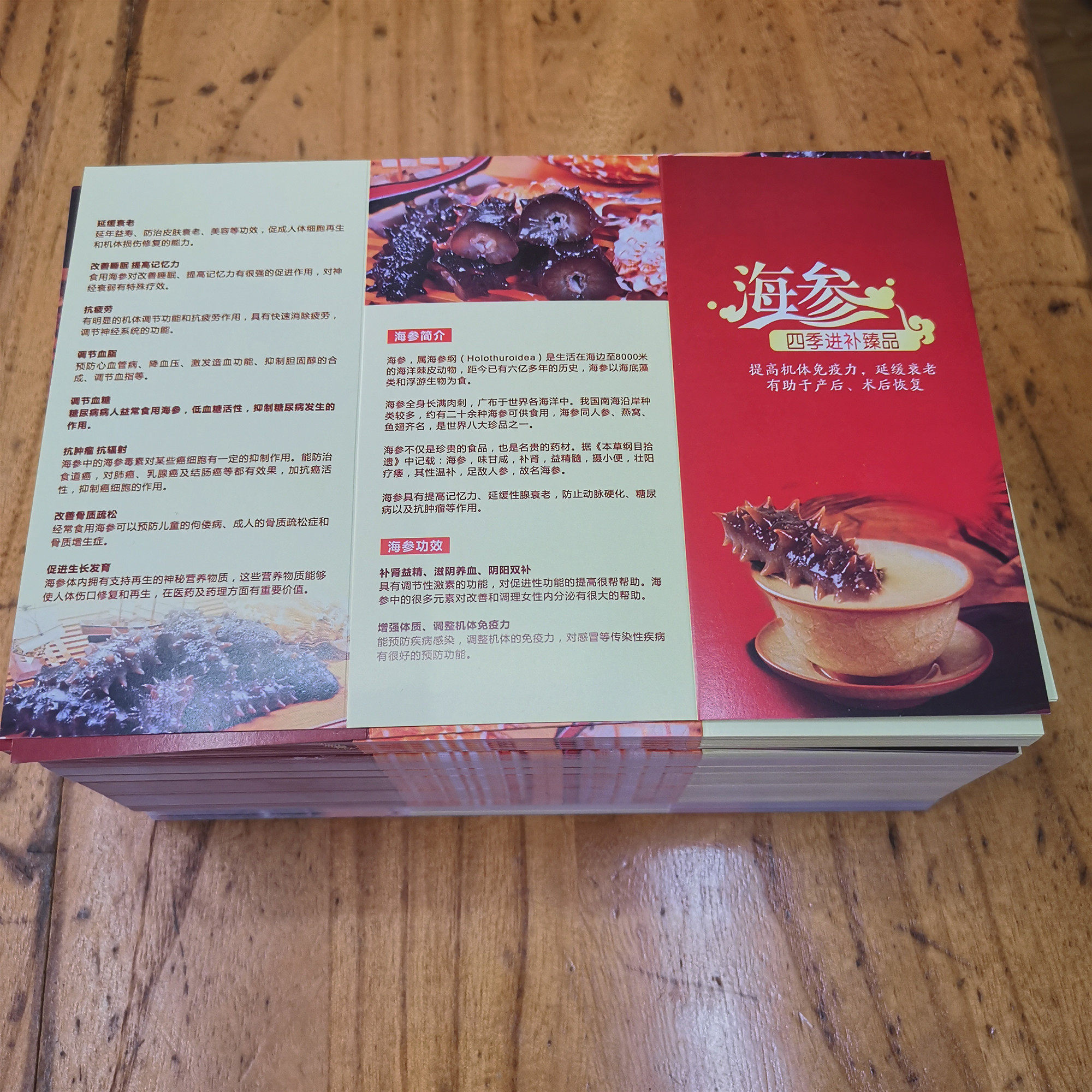 A brochure of sea cucumber brochure instructions folded 3 fold 14*7cm one copy