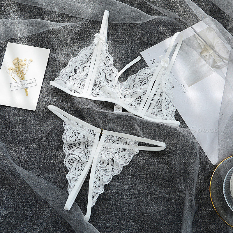 Sexy bra Spice Suit Tinged Pants Woman Full Transparency Seductive Sexy Lace Fire Three-Point-Style Erotic Lingerie