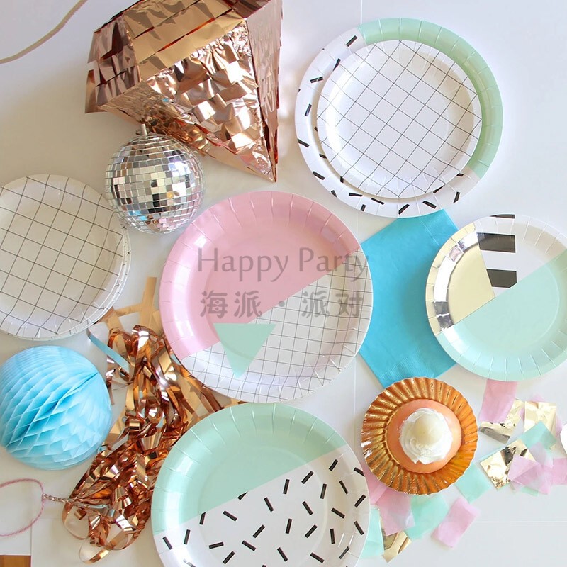Disposable Plates, Paper Dinner Plates, Birthday Cake Paper Plates, Picnic Party Paper Tableware, Round Plates, Hexagonal Plates