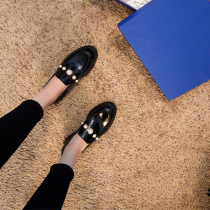 Pearl Lofu shoes thick-soled jk shoes women 2021 Autumn New sw single shoes British style one pedal tassel small leather shoes