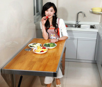 Le Meishi deep wood grain air control wall table convenient folding wall dining table study multifunctional aluminum alloy bracket customized