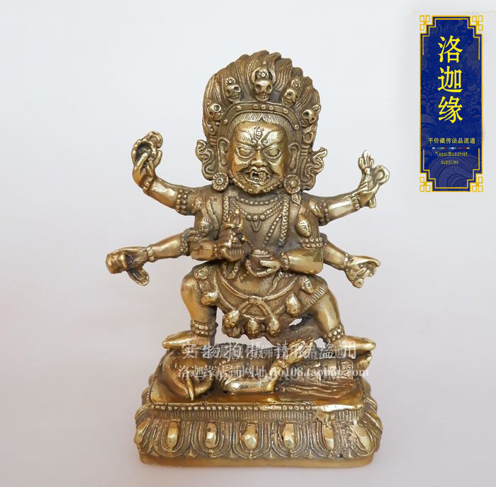 {Loga Ring} Pure copper Small Six Arms Mahagalah Buddha is like the Great Black Heaven