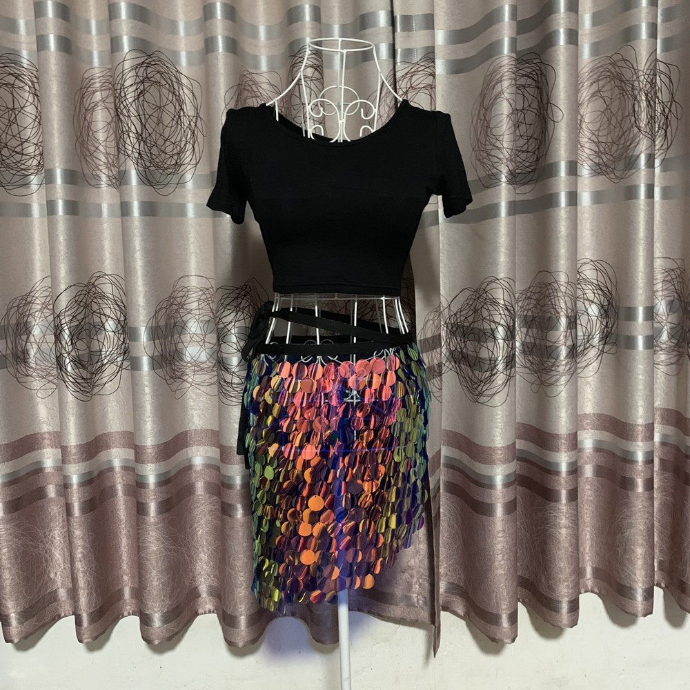 2019 new belly dance short paragraph mermaid color hip towel shiny special