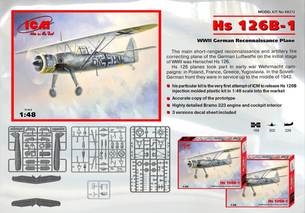 ICM model 48212 1 48 German WWII Hs126B-1 reconnaissance aircraft