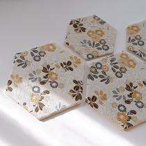 Autumn flower hexagonal Oval National Wind coaster tree skin pattern brocade teapot tea cup cushion