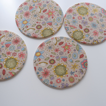 Sunflower Garden Handmade fabric 10cm round quilted coaster cute little thing