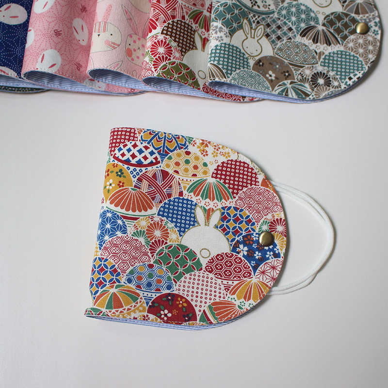 Mask storage clip and wind bow Rabbit handmade cloth art containing bag sanitary temporary storage cover with portable