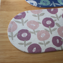 Pastoral grass seedlings flower one person Tea one person eat Oval Nordic tea mat placemates handmade fabric coasters