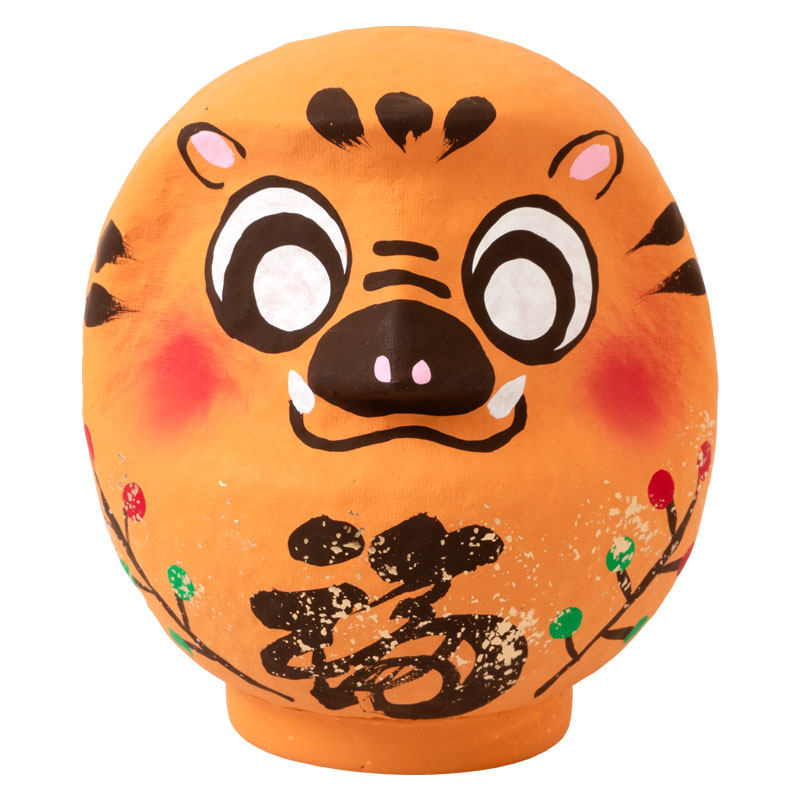 (Lucky and lucky) Made in Japan Takasaki Dharma Tumbler 2019 Stem Branch Hai Orange Pig 12cm