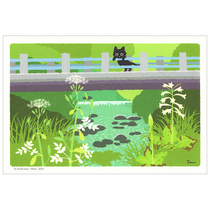 (PART TIME) Japanese Hostel Cat Postcard Season View A open under the bridge 1