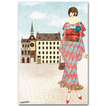 Japanese system and Dao Leolu Flower Little Spring Great Romantic Teenage Girl Illustrations Postcard Bell Tower 1