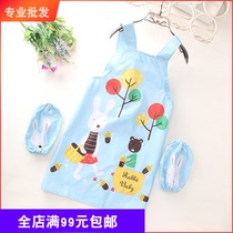 Summer childrens painting clothes waterproof and dirty sleeveless apron suspenders