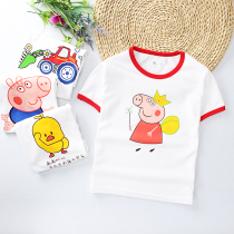 Childrens clothing issued Xia Er childrens short-sleeved T-shirt boys knitted cotton sweat-absorbing cartoon female pullover half-sleeve factory direct sales