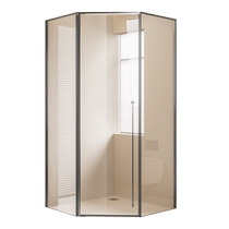 Xinhai Jialan bathroom diamond-shaped sunken sliding door shower room partition glass door dry and wet separation shower screen