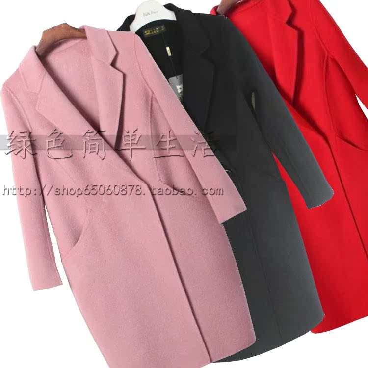 Áo mùa thu và mùa đông mới làm bằng tay áo khoác cashmere hai mặt bằng len hai mặt áo khoác dài phù hợp với khí chất - Accentuated eo áo áo dạ lửng đẹp
