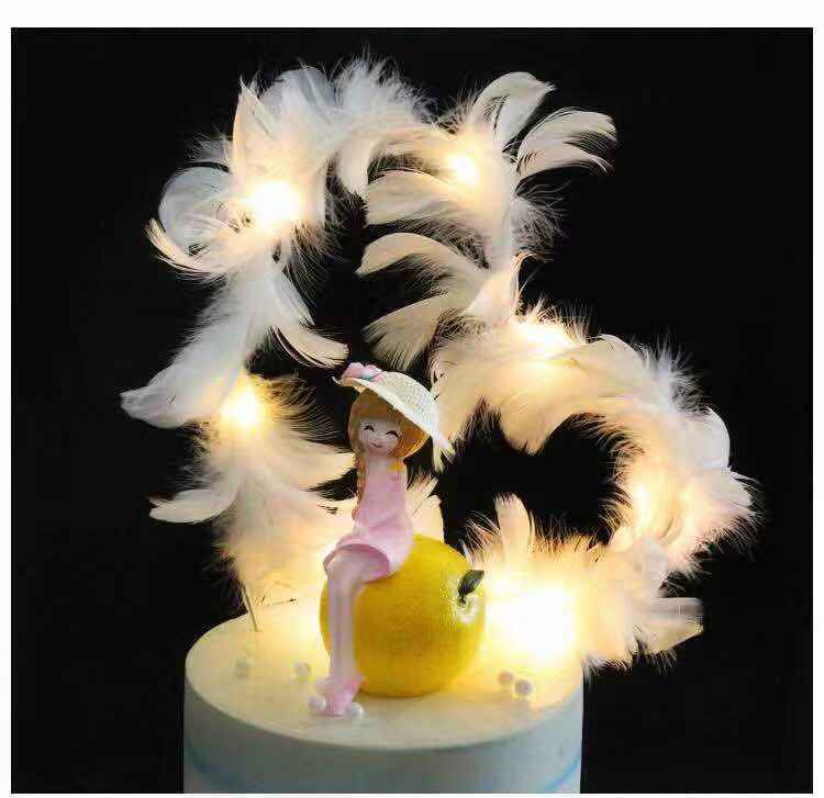 Baking cake decoration net red beautiful angel feather decoration plug-in Wedding party dessert plug-in