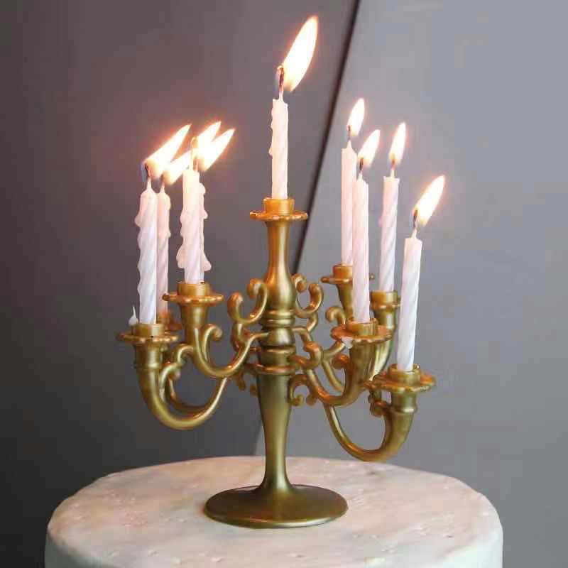 Baking cake decoration ins wind retro plastic small candlestick birthday candle birthday cake decoration with candle