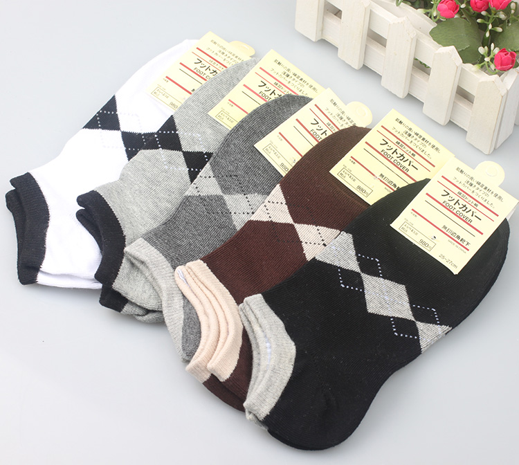 5 đôi vớ cotton nam mùa xuân vớ cotton vớ nông nam vớ thấp để giúp eo thấp nam giới vớ đen và trắng tất dài đến đầu gối