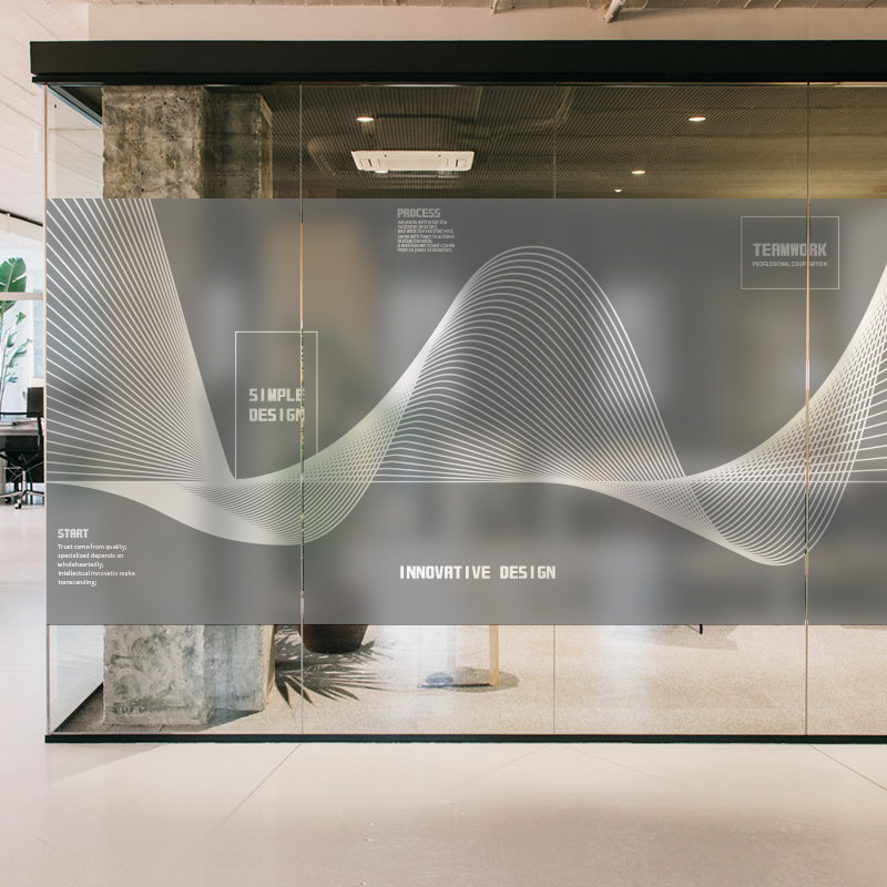 Custom frosted electrostatic glass anti-bursting film Creative Line Shops Company Office Glass Stickers between curves