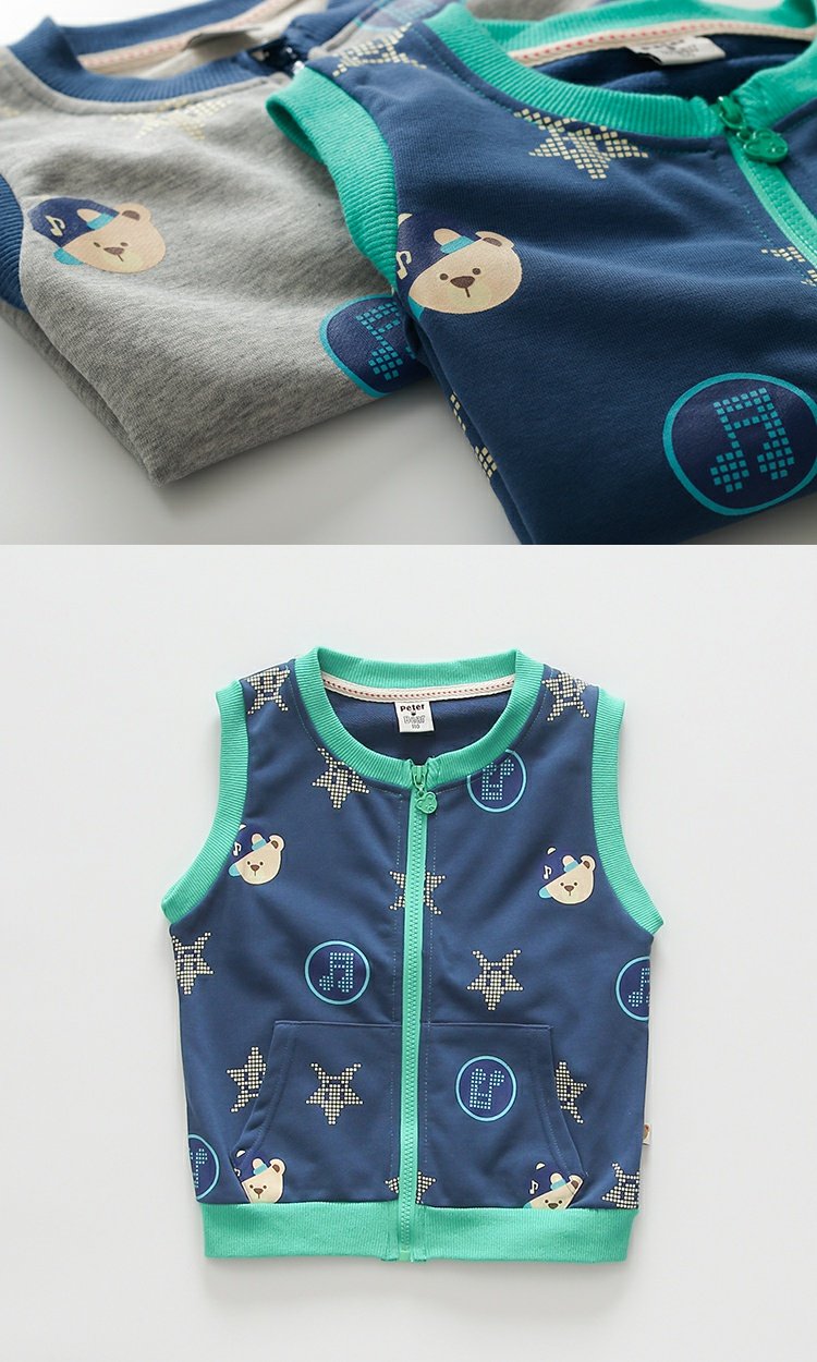 Quần áo trẻ em mới cho bé trai vest cotton mùa xuân hoang dã và mùa thu áo vest trẻ em thể thao phiên bản Hàn Quốc áo vest bé dây kéo áo gile cho bé giá tốt