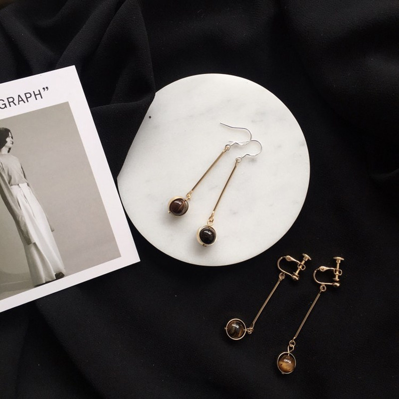 Pearl Earrings Female Tide Gas South Ear Accessories Long Version Pendant Individuality 100 Hitch 925 Silver Without Ear Clip Ear Pin