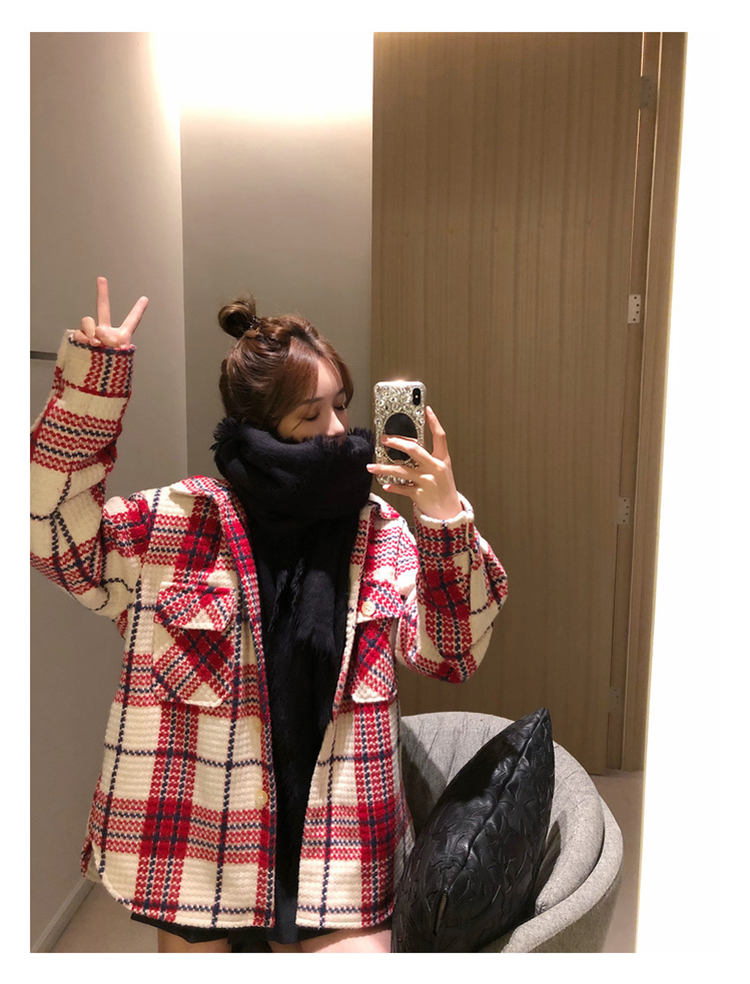 2018 phổ biến áo khoác Hepburn mùa thu mới thả dài phần lưới len đỏ kẻ sọc áo len nữ áo hoodie nữ cute