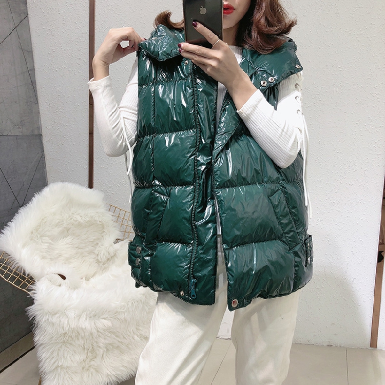 Phần thân trên với hin tuyệt đẹp 18 mùa đông đứng cổ áo ngắn thời trang cotton vest nữ công sở