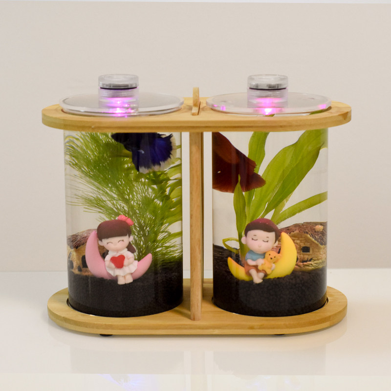Betta tank original fish tank small ecological fish tank office desktop fish tank mini fish tank bamboo wood