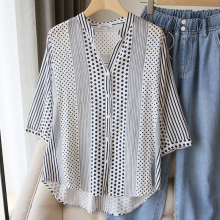 波点衬衫女七分袖宽松薄款韩版衬衣