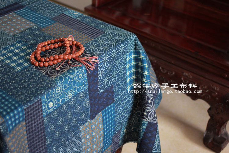 [Snail Home Handmade Fabric] Nhật Bản Kẻ sọc chắp vá Bông và vải lanh in Bảng cờ Phong cách mục vụ - Vải vải tự làm vải lanh cotton