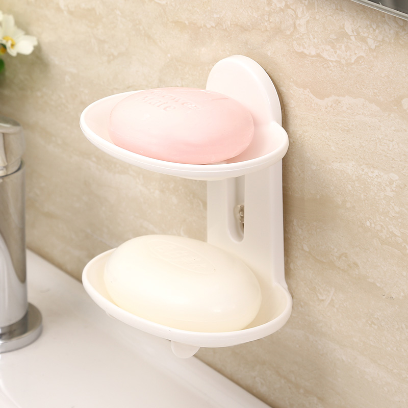 Imported from Japan Japanese-made double-layer suction cup soap holder drain fish bone soap box double-layer soap box