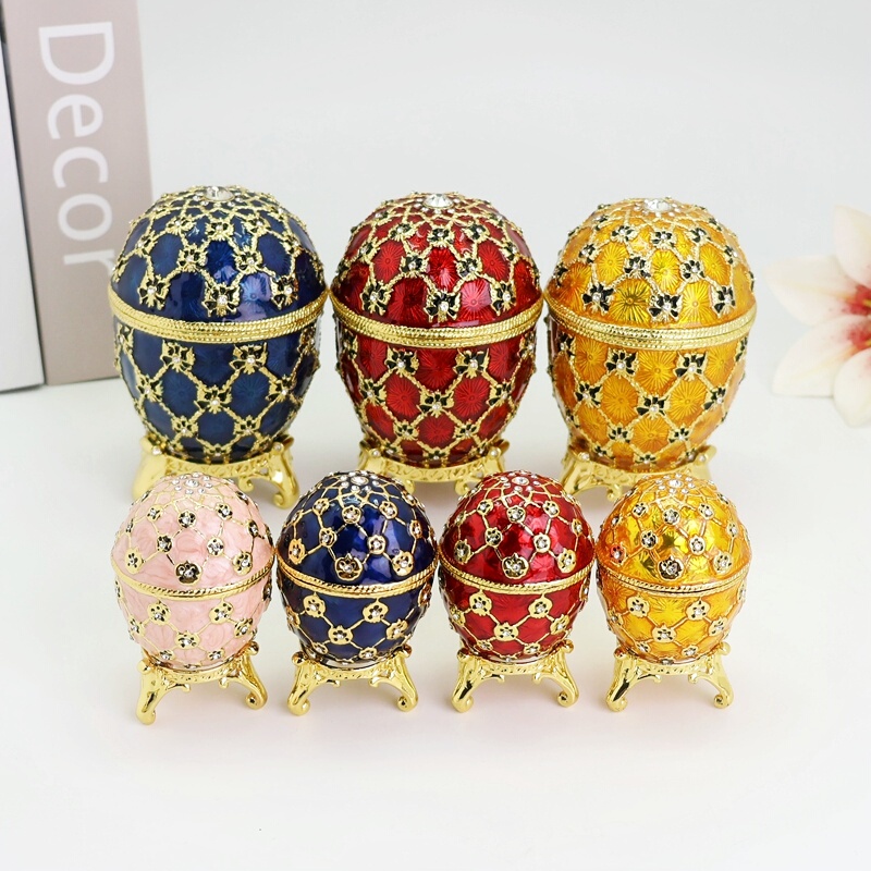 Creative Home Desktop Ornaments European-Style Enamel Carriage Egg Alloy Russian Easter Egg Easter Gift
