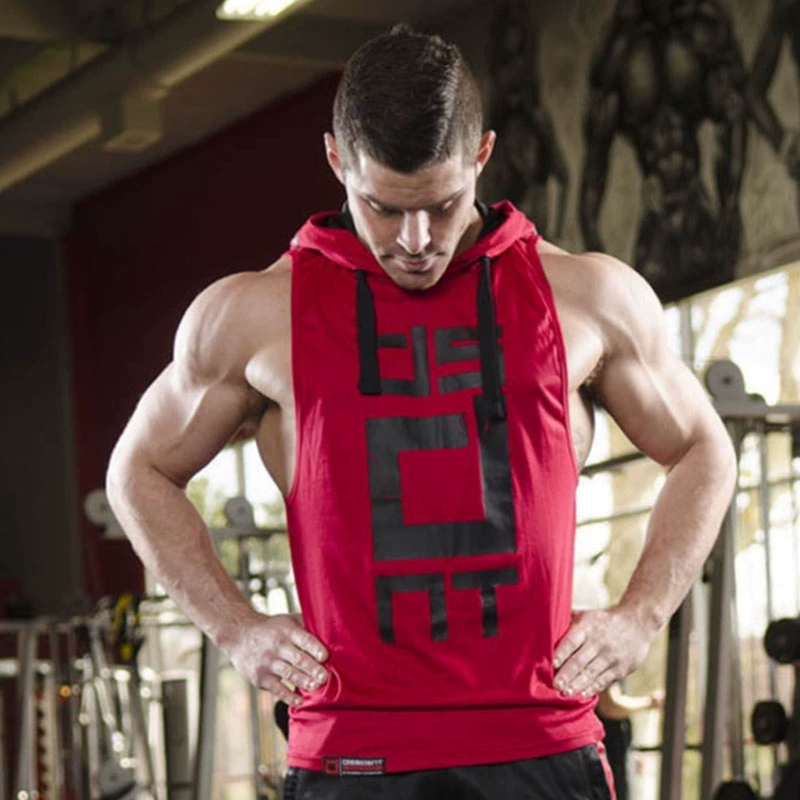 LIFT FIT. Cơ bắp nam anh em tập thể dục vest trùm đầu bông không tay thể thao áo ghi lê đào tạo vest