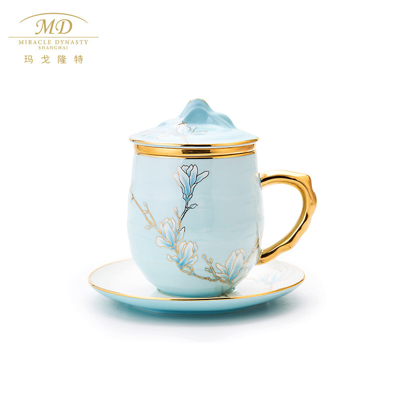 Margolon special line cloud series 4 head line Yunnan mountain filter teacup combination Enamel color household mug with lid