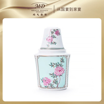 Margolonte China Garden Bone Porcelain Wine Set Home Chinese Yellow Wine Wine Ching Hut Gift Box