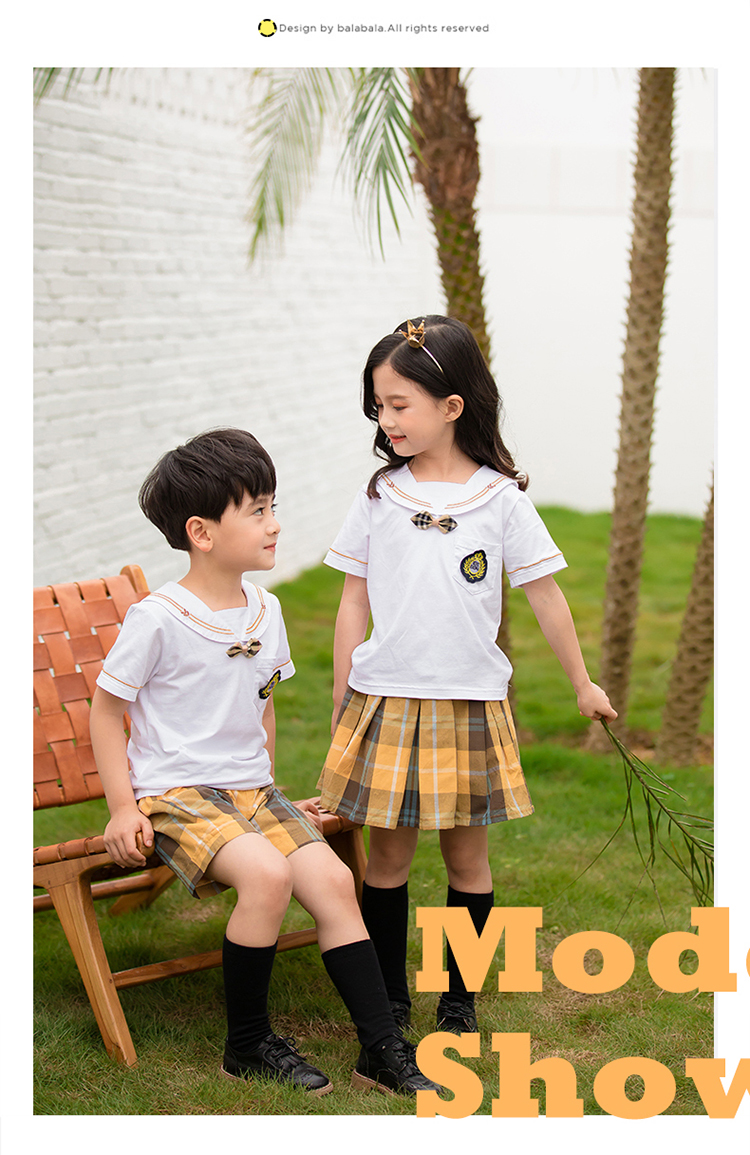 Đồng phục trường tiểu học màu đỏ tùy chỉnh thiết lập quần áo mẫu giáo cotton mùa hè nam và nữ đồng phục thủy thủ phong cách Nhật Bản - Đồng phục trường học / tùy chỉnh thực hiện thời trang bé gái