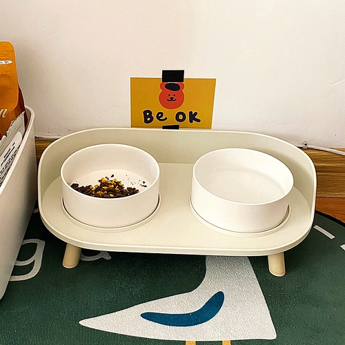 Синюбао керамическая кошачья чаша, миска с едой, рисовая чаша, кошка для собак, кошачья кошачья корма против вода двойная миска с двойной миской с домашними животными