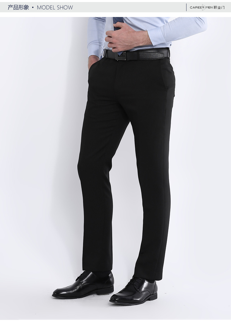 Quần nam thẳng Slim kinh doanh bình thường thanh niên phù hợp với quần miễn phí hot đen mùa xuân và mùa hè mỏng của nam giới phù hợp với quần