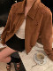 Summer Home French Maillard Brown Heavy Industry Exquisite Flower Hollow Embroidery Suede Leather Jacket Women's Jacket