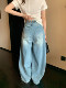 Summer Home American Retro High Waisted Wide Leg Jeans Women's Summer Loose Slim Drape Floor-Mopping Straight Pants