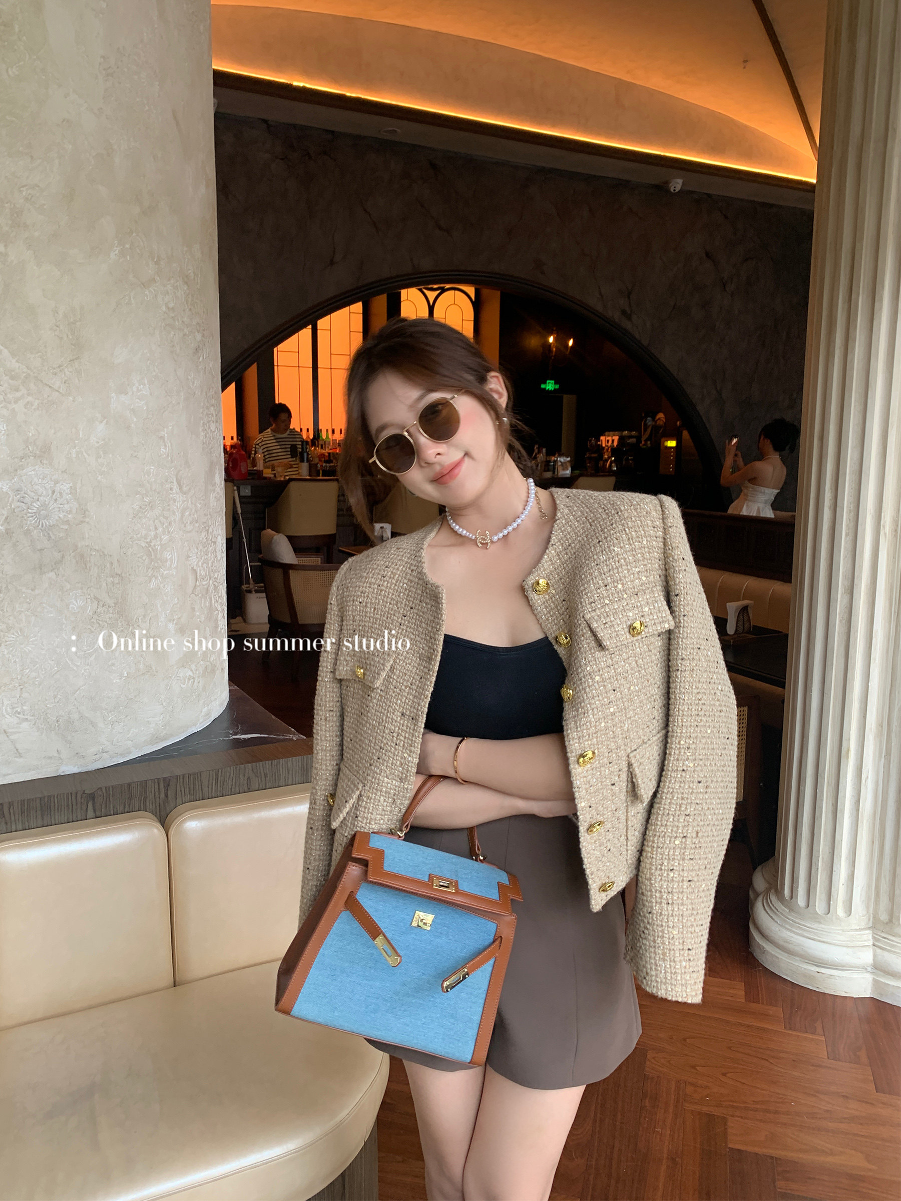 Summer home Spring and autumn in Korean version High waist black 100 hitch casual suit shorts women casual broadlegged pants 