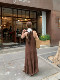 Xiajia pearl chiffon pleated drawstring suspender dress seaside resort style light luxury niche non-colliding long skirt
