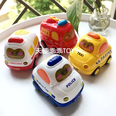 Cute smooth, non-angular, drop-resistant round beep inertia sound and light toy car boy toy police car 1-2-3 years old