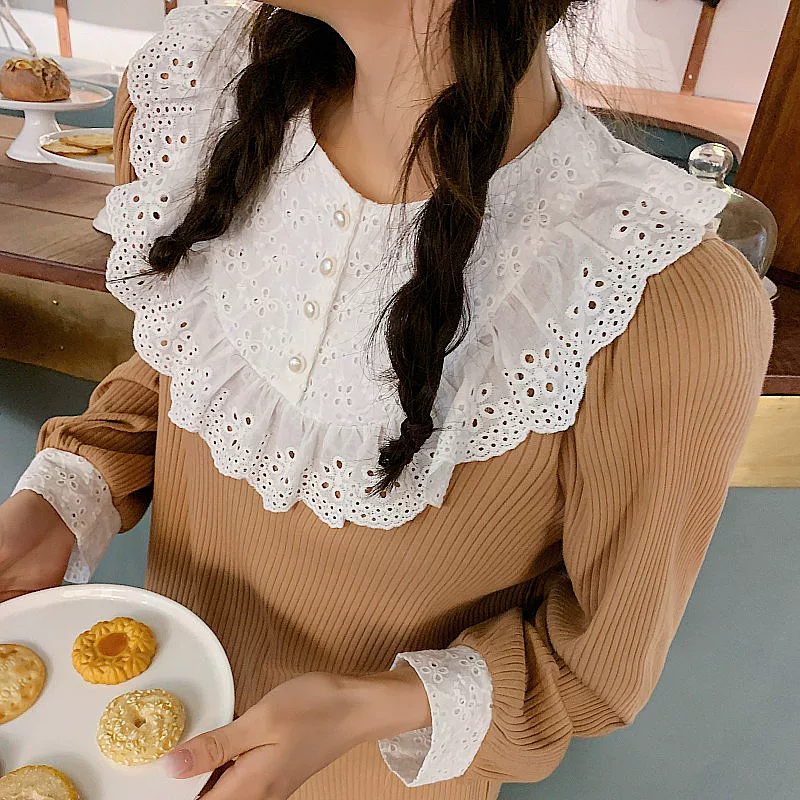 Ретро милая кукла, пижама, набор, американский стиль, воротник-кукла, рукава-фонарики