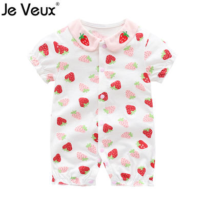 Newborn baby pure cotton short-sleeved clothes, summer baby girl, princess, cute summer one-piece suit, thin crawling suit