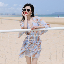 Couple swimsuit womens three-piece cover belly slim split skirt bikini small breasts gather sexy new swimsuit